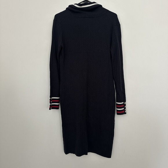 Tommy Hilfiger Dress XL Blue Cable Knit Sweater Cowl Neck Long Sleeve Preppy - Picture 5 of 6